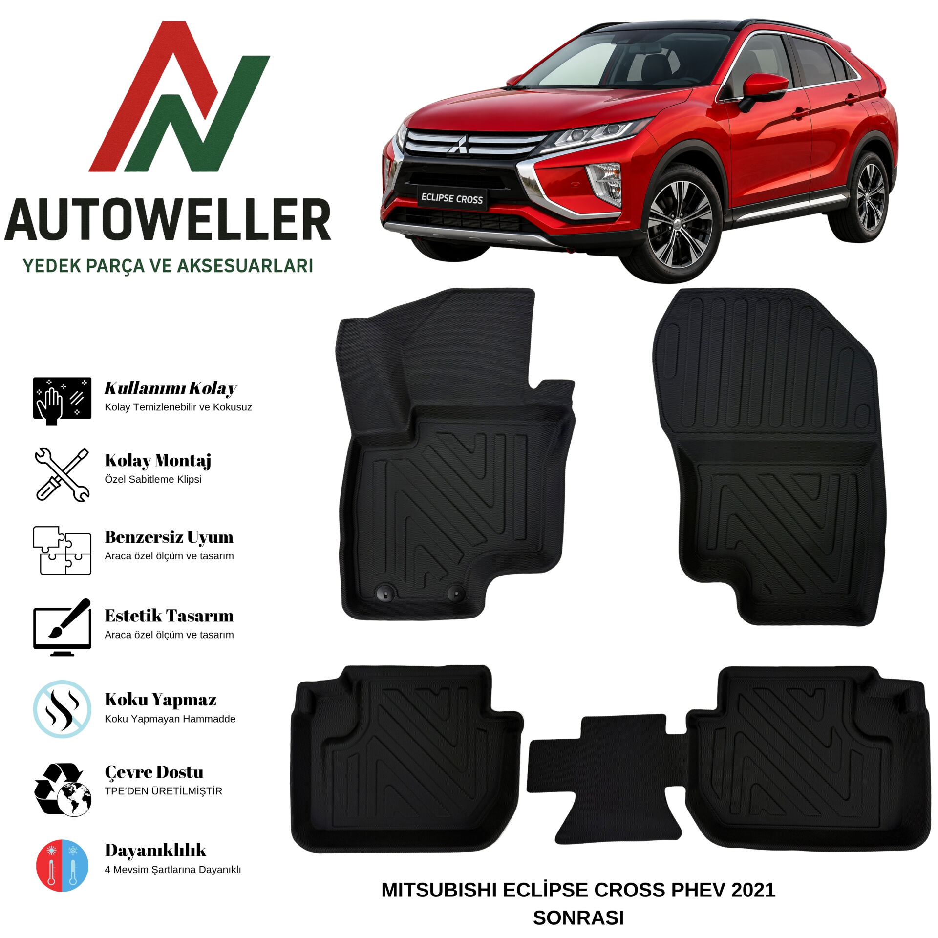 Mitsubishi Eclipse Cross Phev 2021 Sonrası Havuzlu Oto Paspas