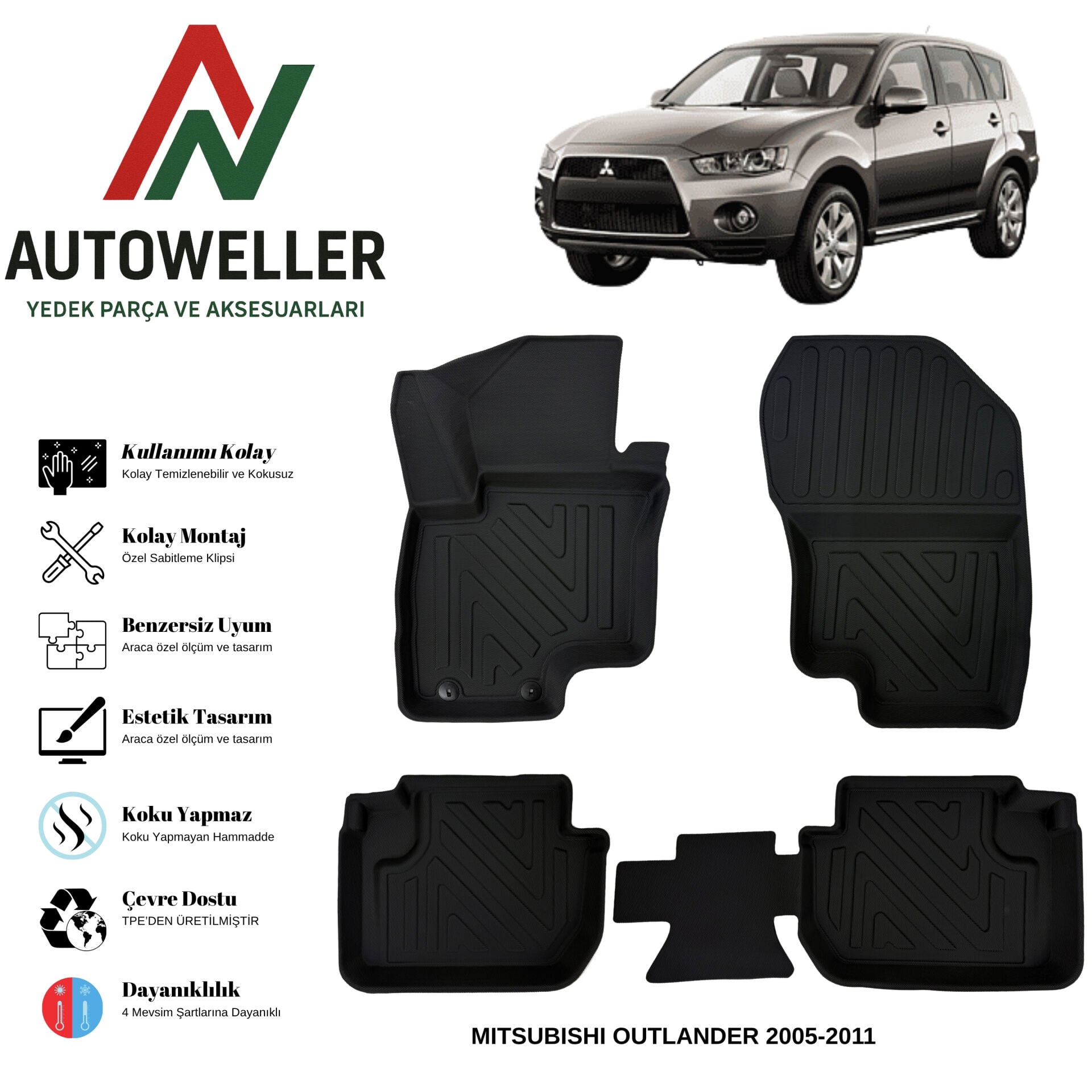 Mitsubishi Outlander 2005-2011 Havuzlu Oto Paspas