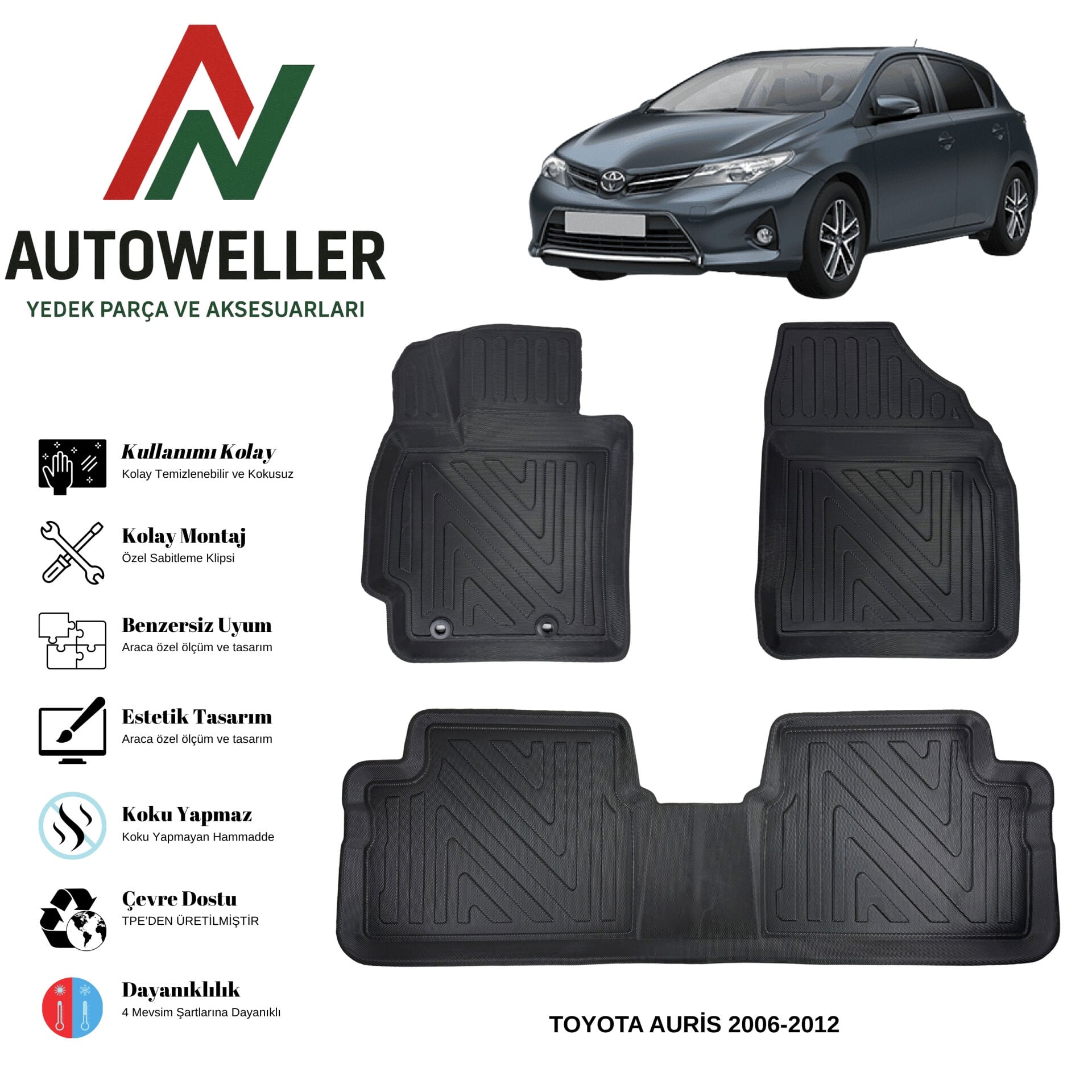 Toyota Auris 2006-2012 Havuzlu Oto Paspas