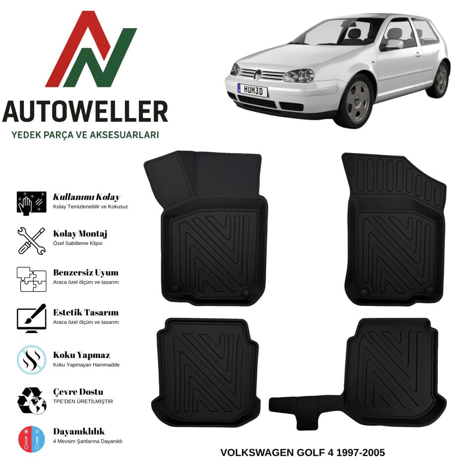 Volkswagen Golf 4 1997-2005 Havuzlu Oto Paspas