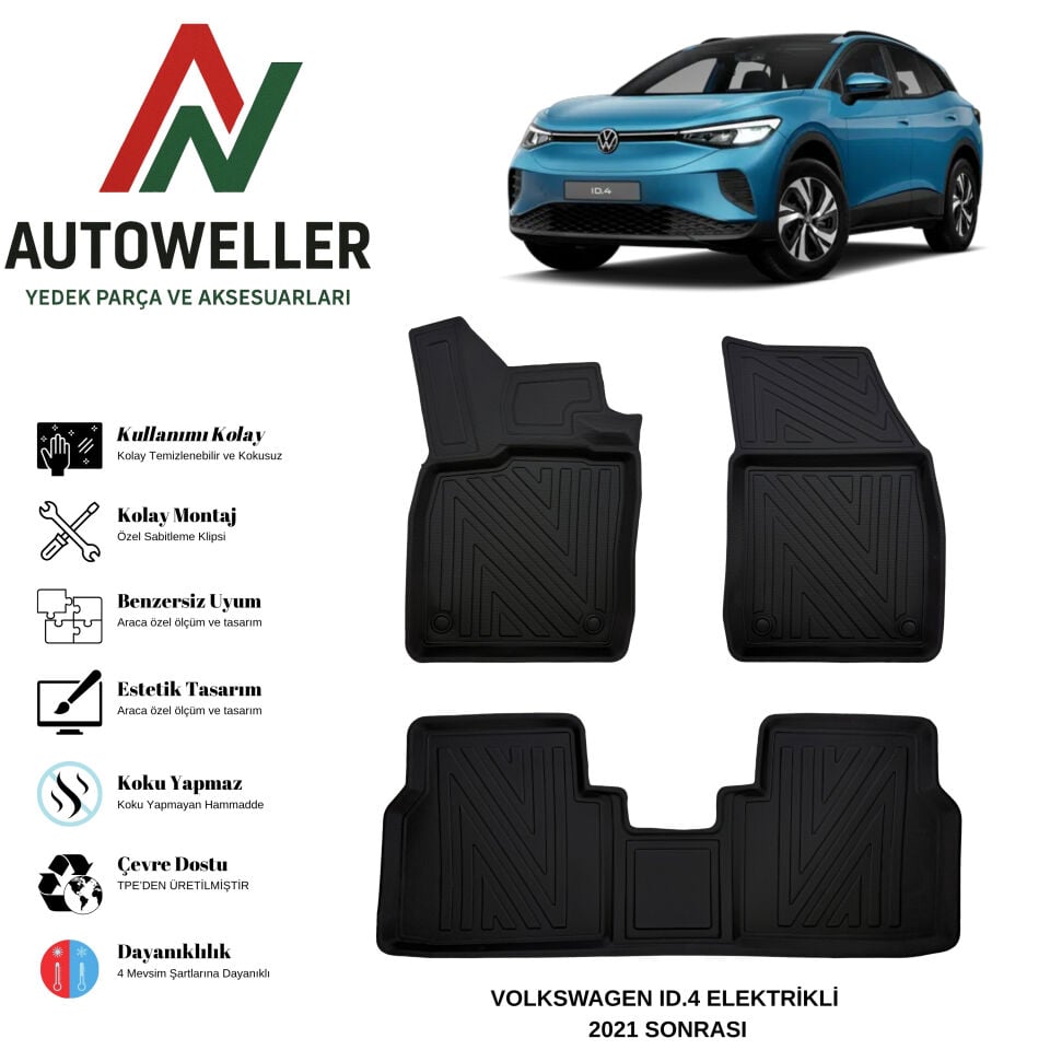 Volkswagen ID.4 ( Elektrikli ) 2021 Sonrası Havuzlu Oto Paspas