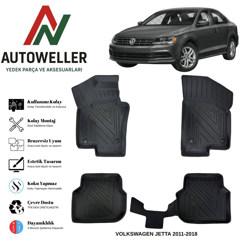 Volkswagen Jetta 2011-2018 Havuzlu Oto Paspas