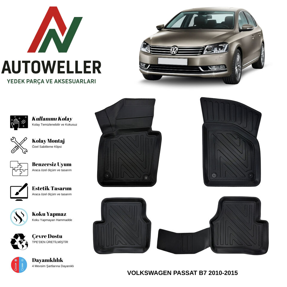 Volkswagen Passat B7 2010-2015 Havuzlu Oto Paspas