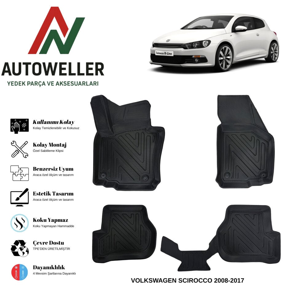 Volkswagen Scirocco 2008-2017 Havuzlu Oto Paspas