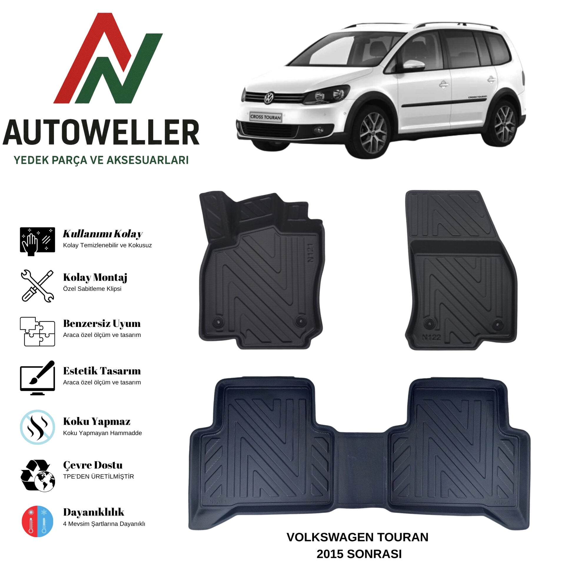Volkswagen Touran 2015 Sonrası Havuzlu Oto Paspas