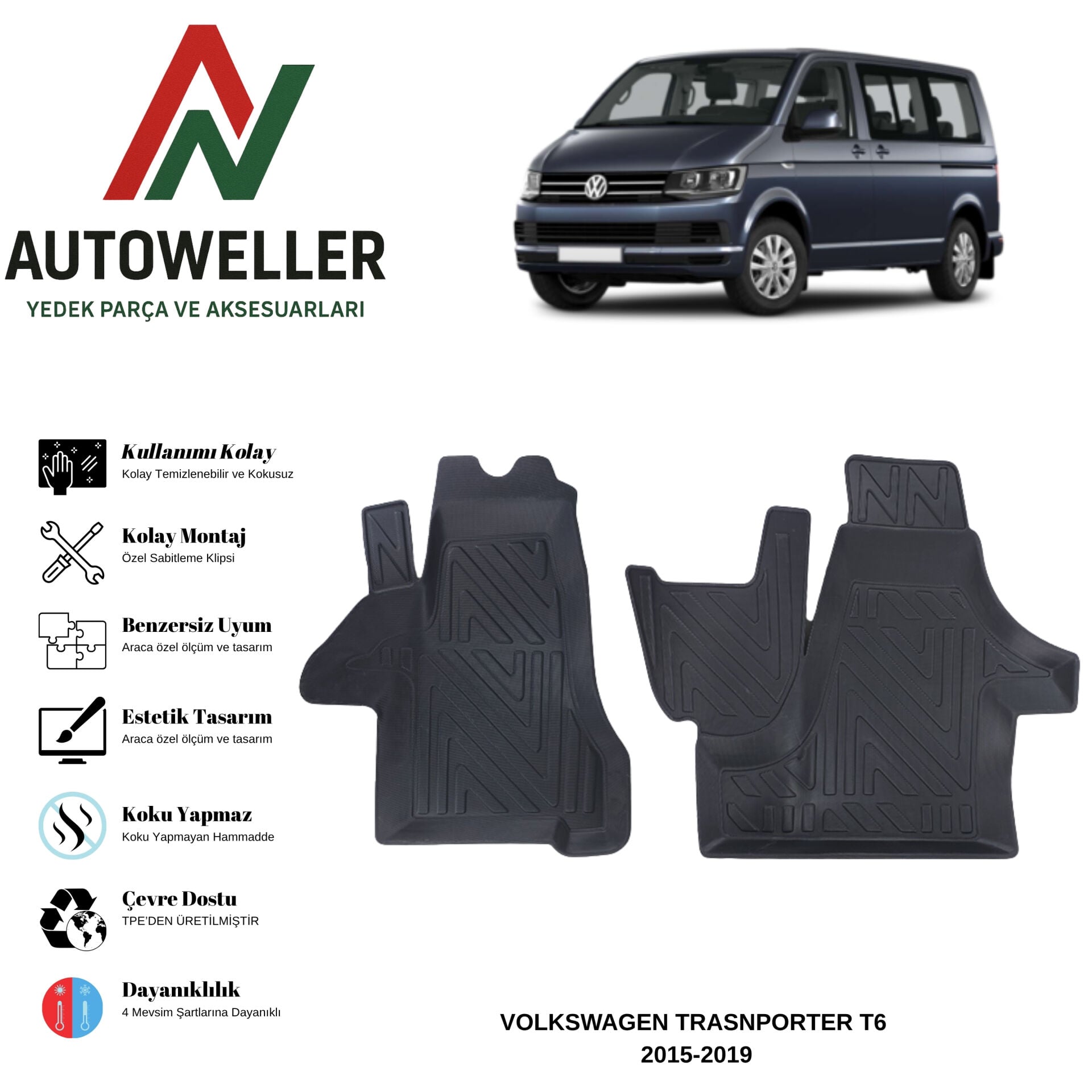Volkswagen Transporter T6 2015-2019 Havuzlu Oto Paspas