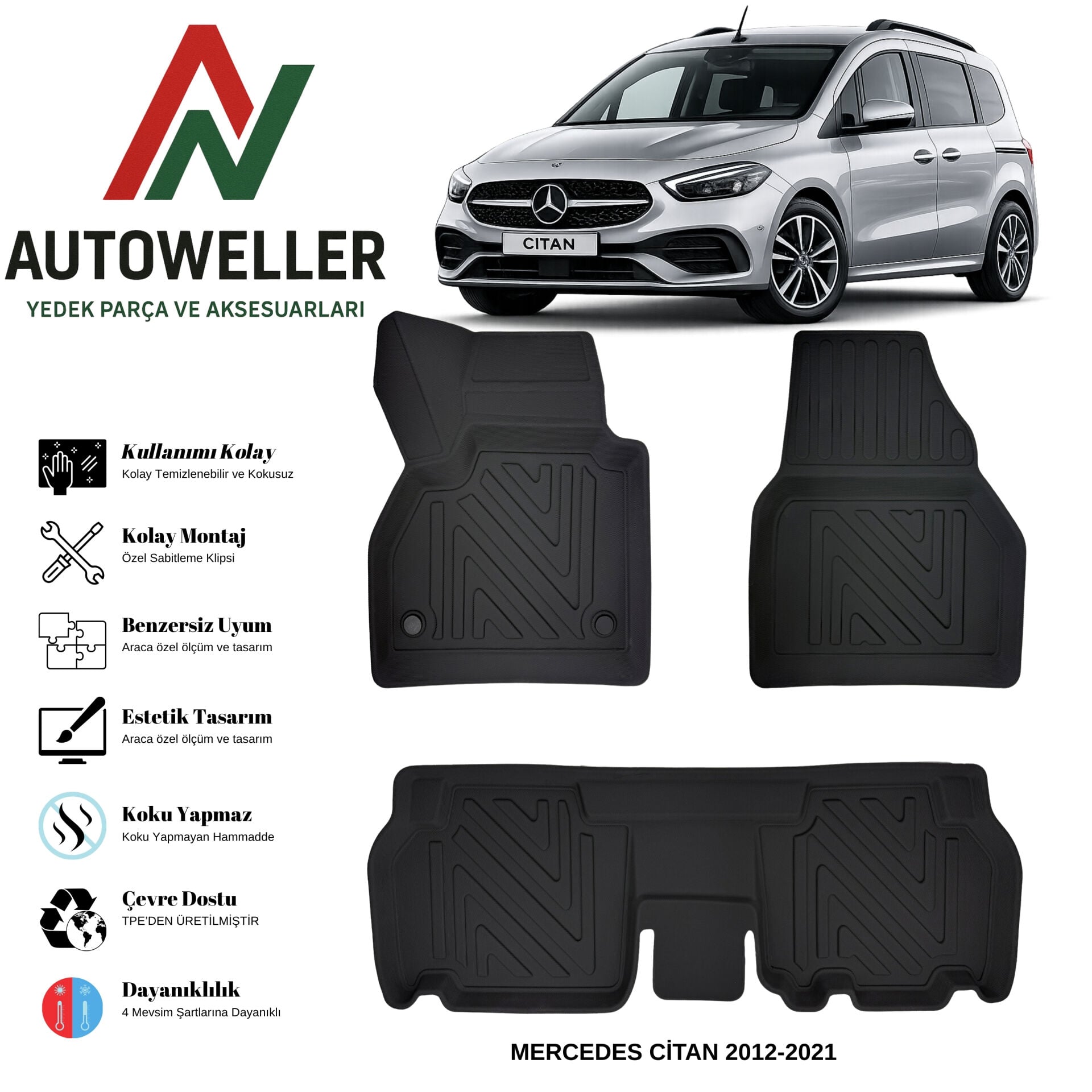 Mercedes-Benz Citan 2012-2021 Havuzlu Oto Paspas
