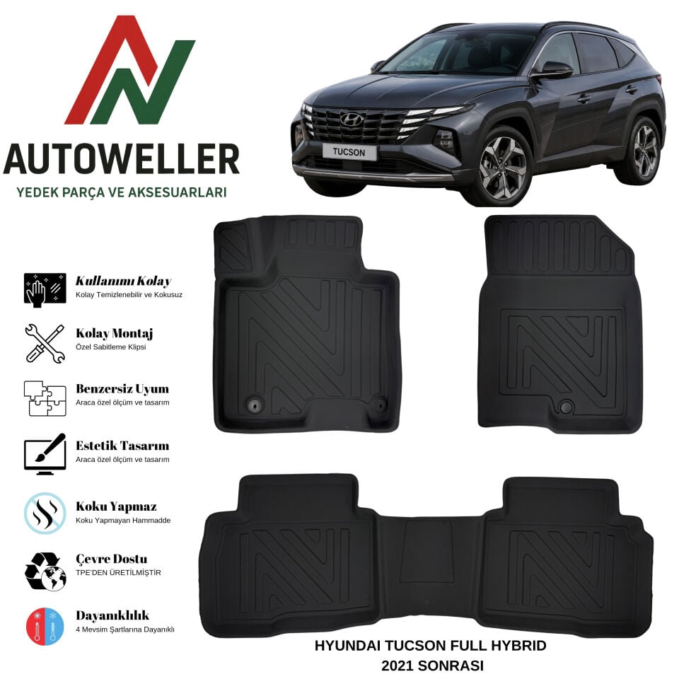 Hyundai Tucson 2021 Sonrası Havuzlu Oto Paspas | Full Hybrid (270v)