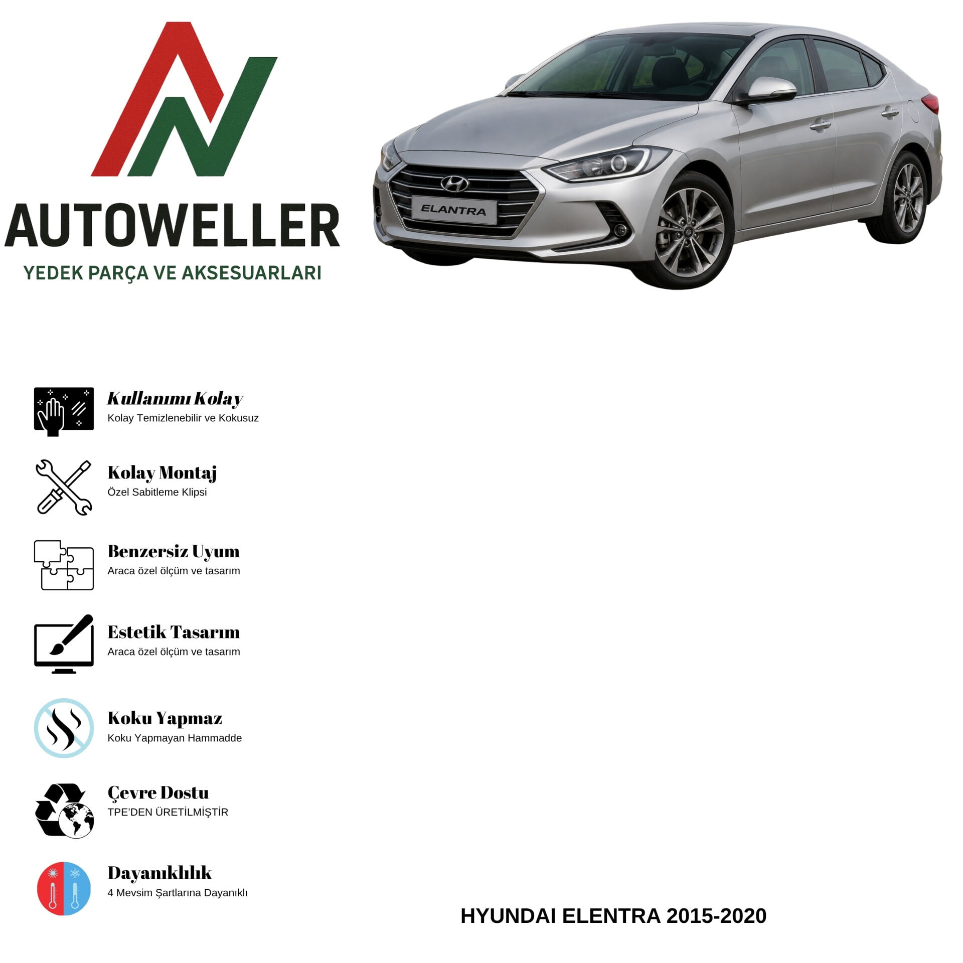 Hyundai Elantra 2015-2020 Havuzlu Oto Paspas