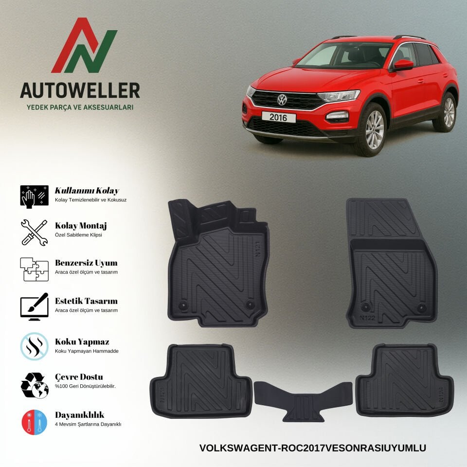 Volkswagen T-Roc 2017 Sonrası Havuzlu Paspas