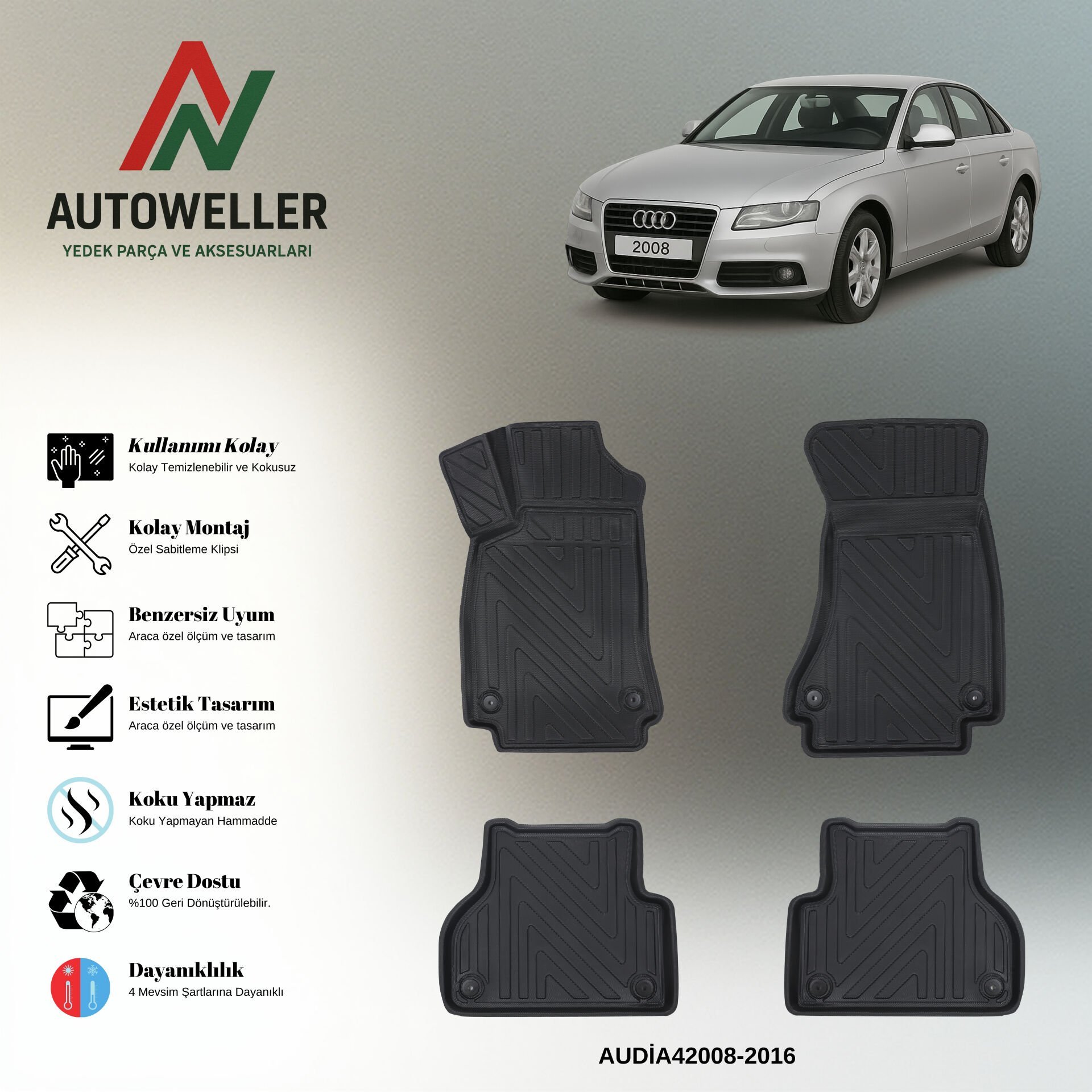 Audi A4 2008-2016 Havuzlu Paspas
