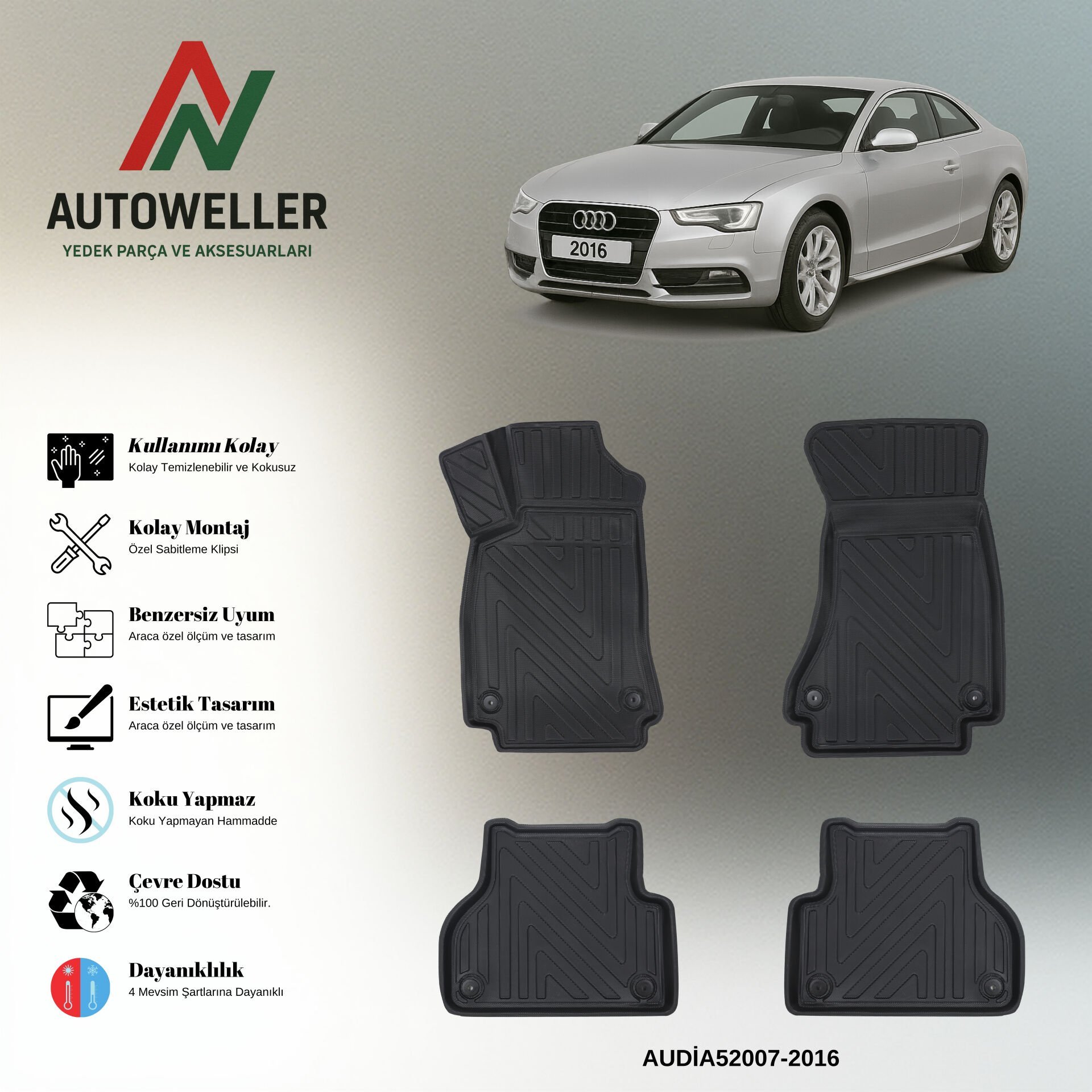 Audi A5 2007-2016 Havuzlu Paspas