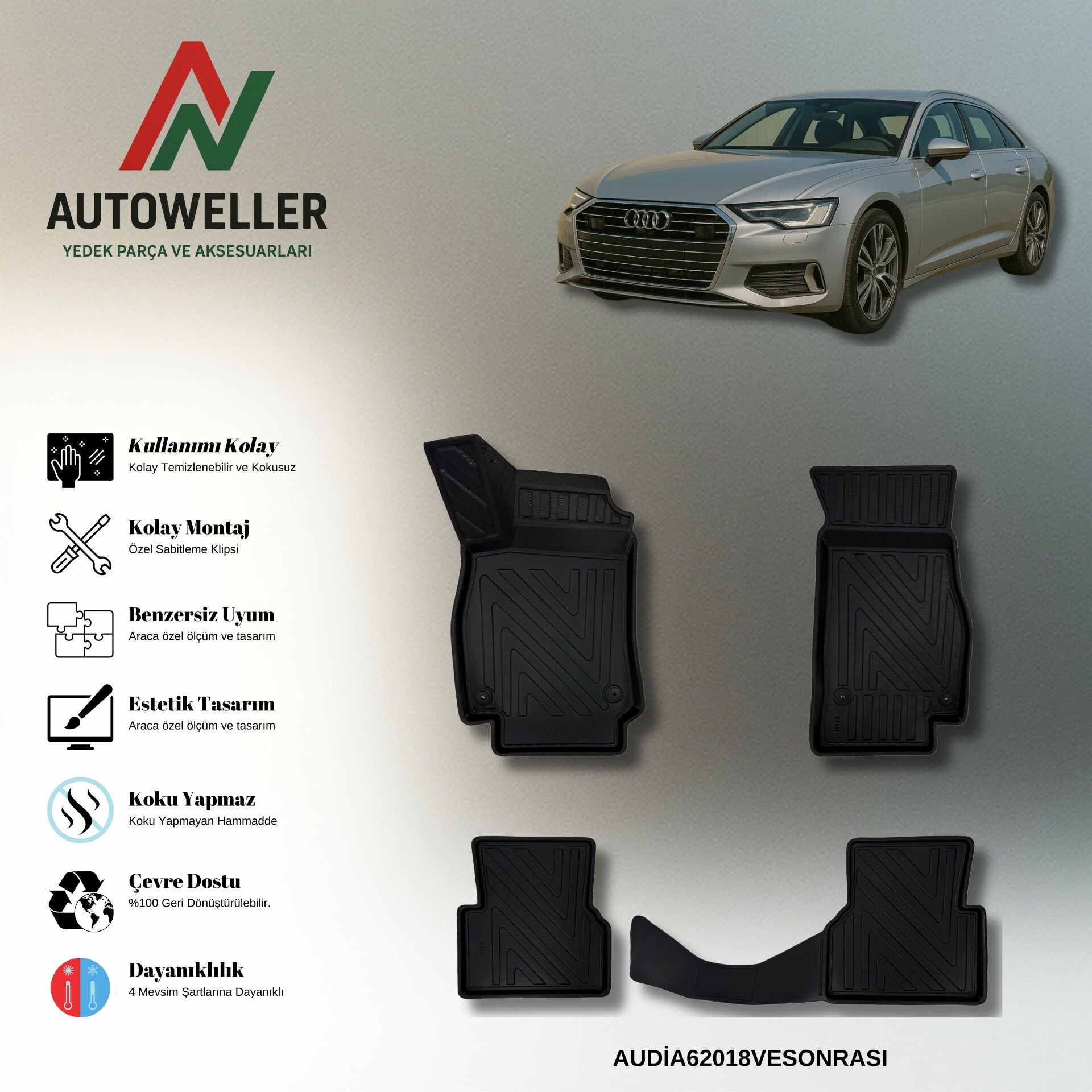 Audi A6 2018 Sonrası Havuzlu Paspas