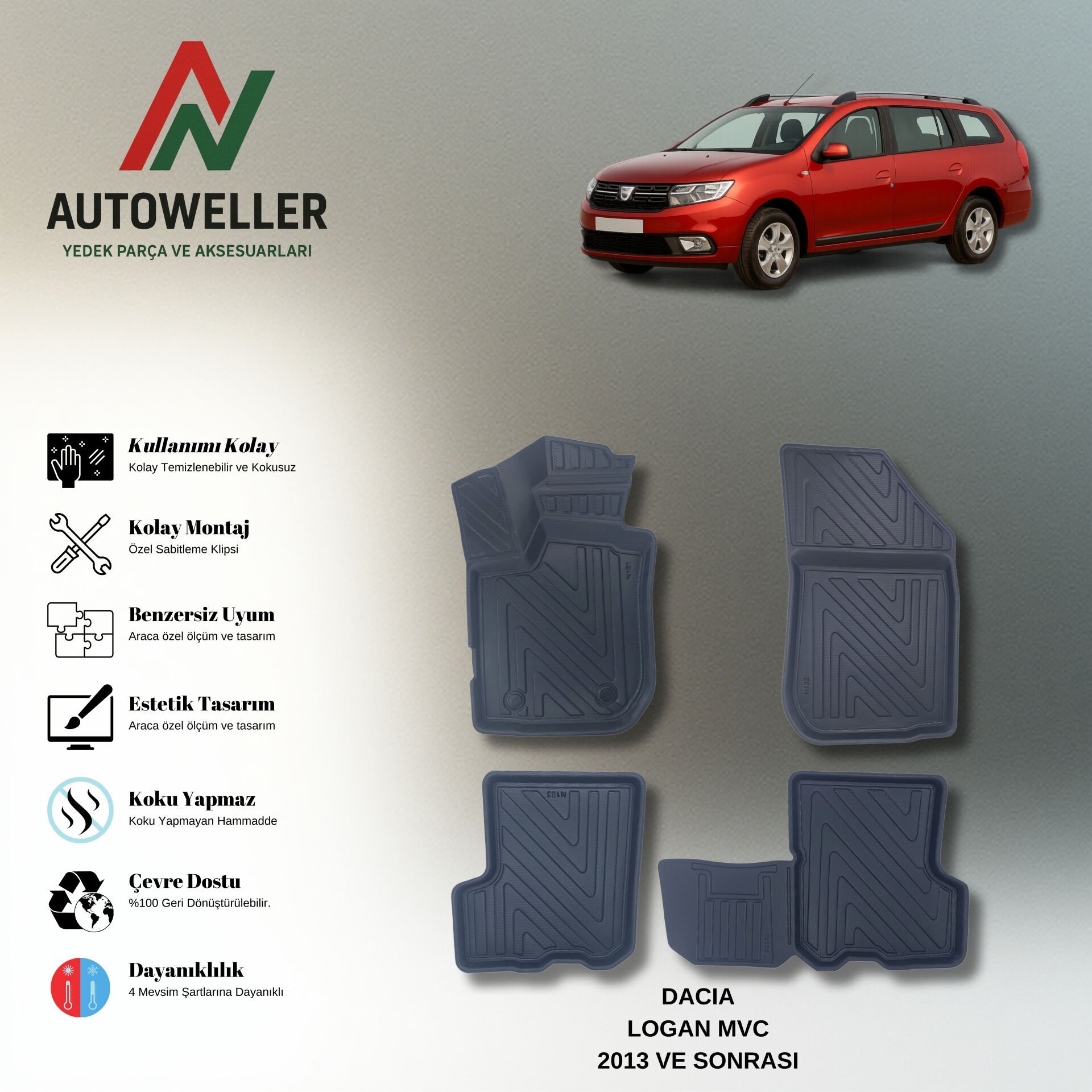 Dacia Logan 2013 Sonrası Havuzlu Paspas
