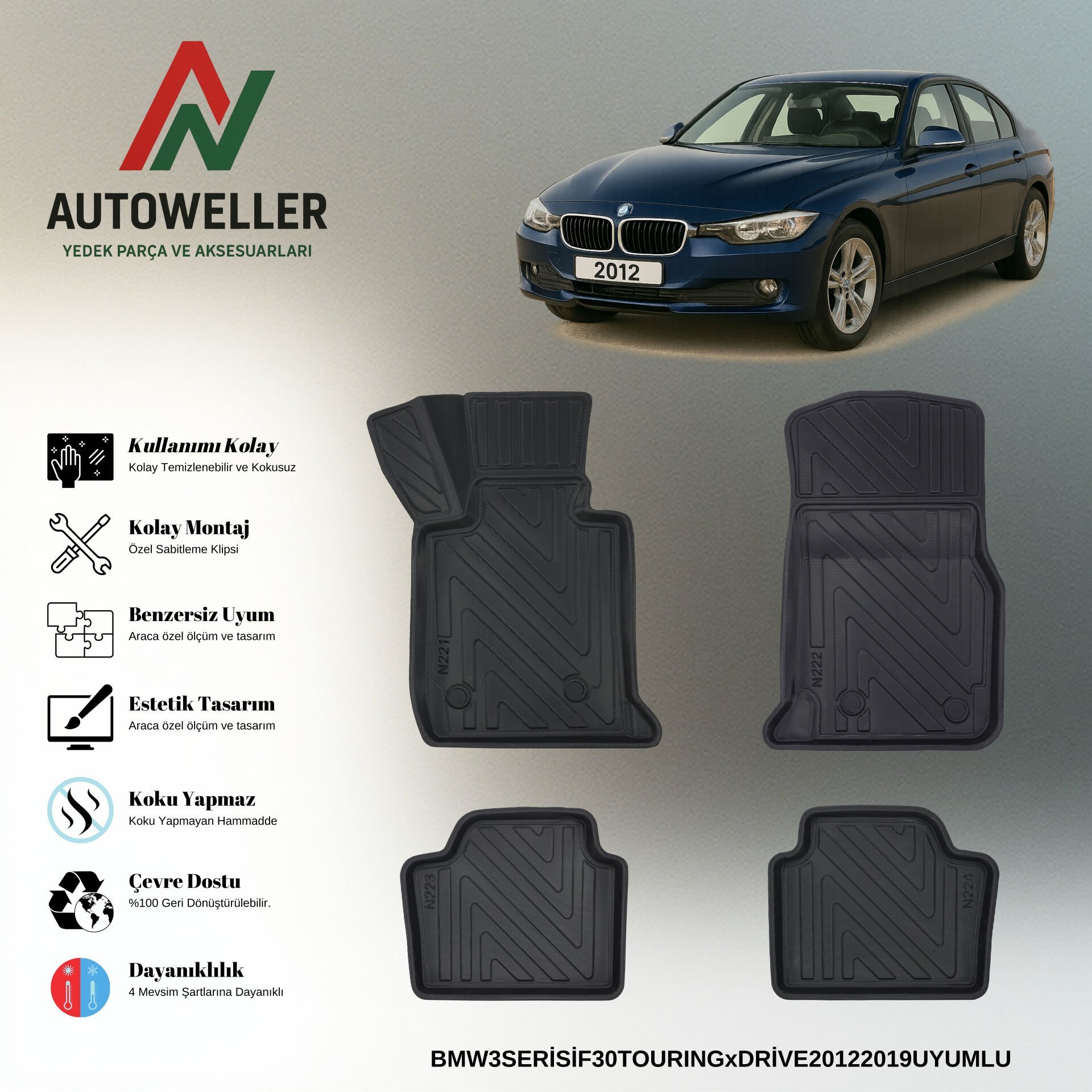 Bmw 3 Serisi F31 2012-2019 Touring Havuzlu Paspas | xDrive