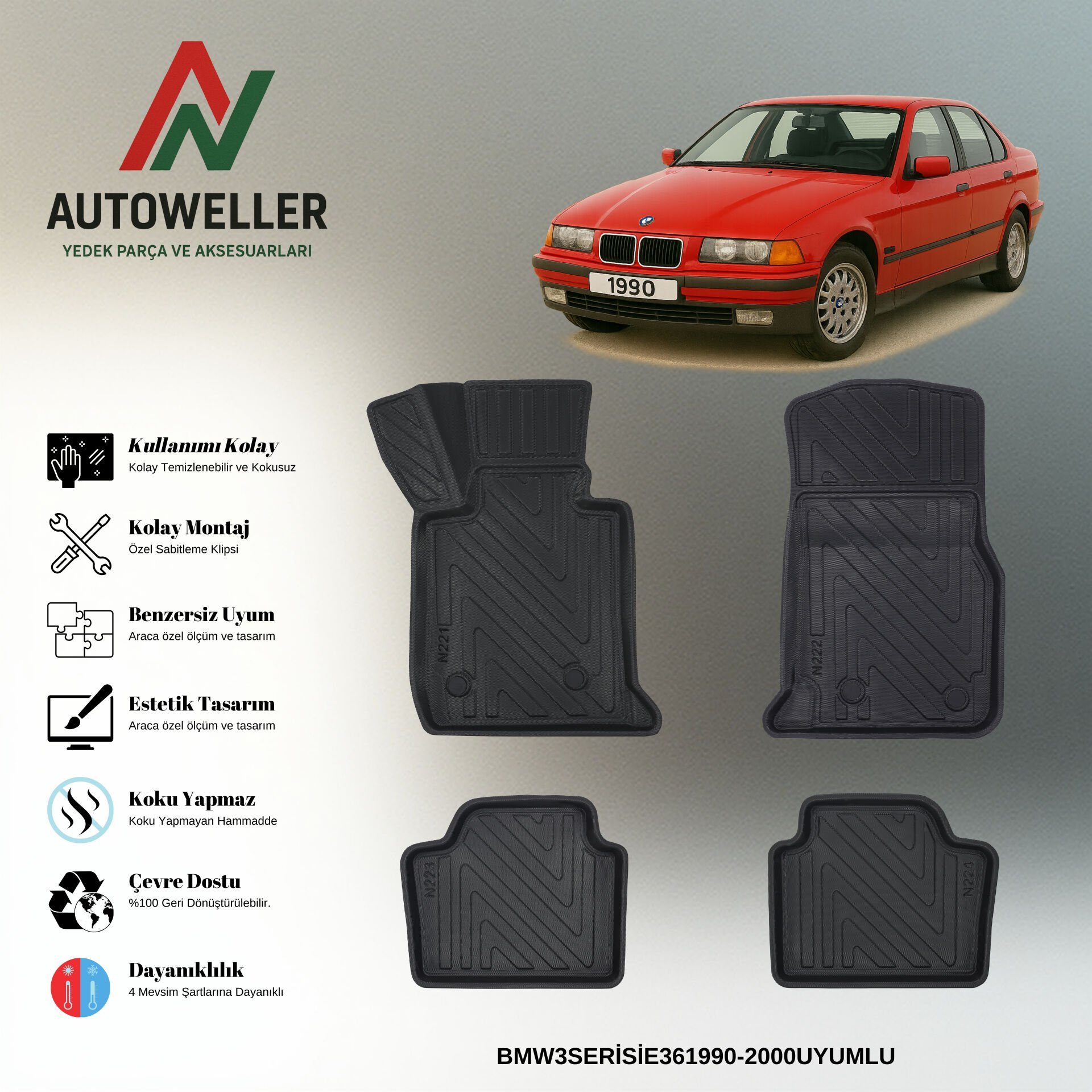 Bmw 3 Serisi E36 1990-2000 Havuzlu Paspas