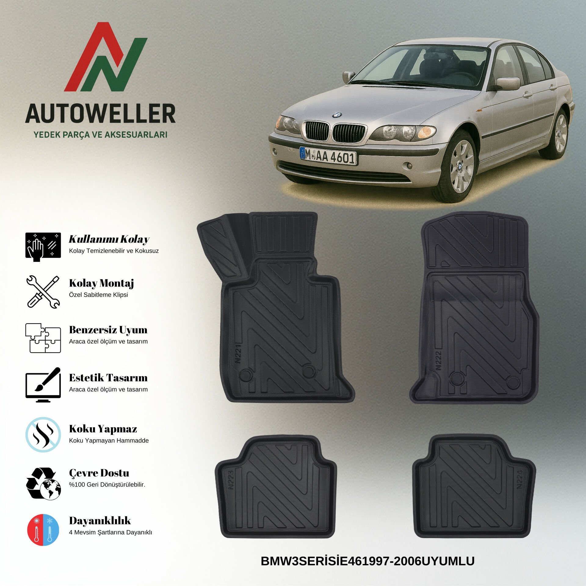 Bmw 3 Serisi E46 1997-2006 Havuzlu Paspas