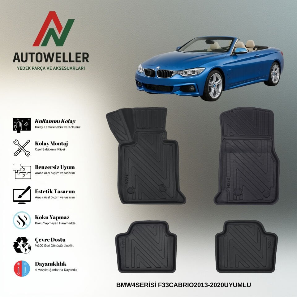 Bmw 4 Serisi Cabrio F33 2013-2020 Havuzlu Paspas