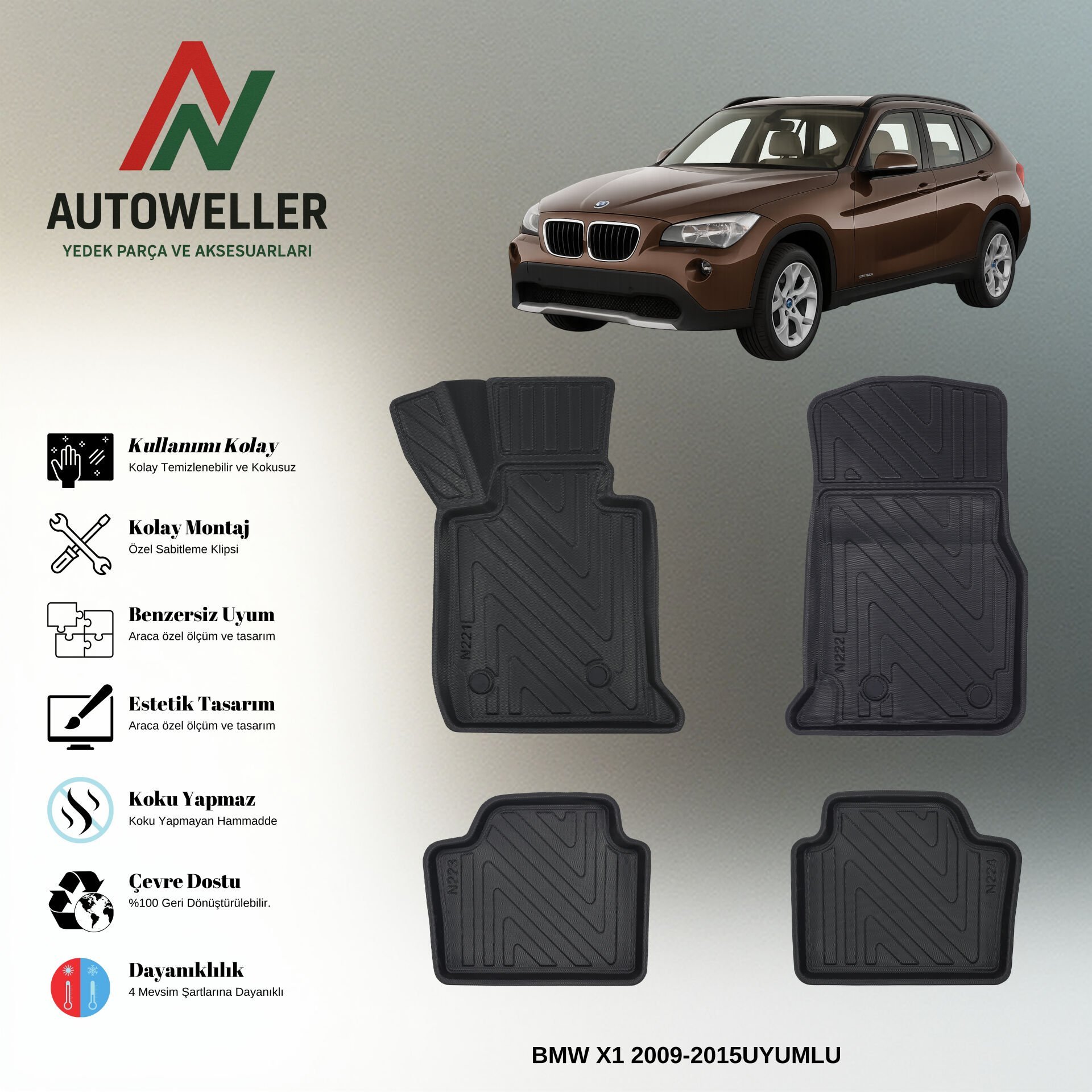 Bmw X1 2009-2015 Havuzlu Paspas