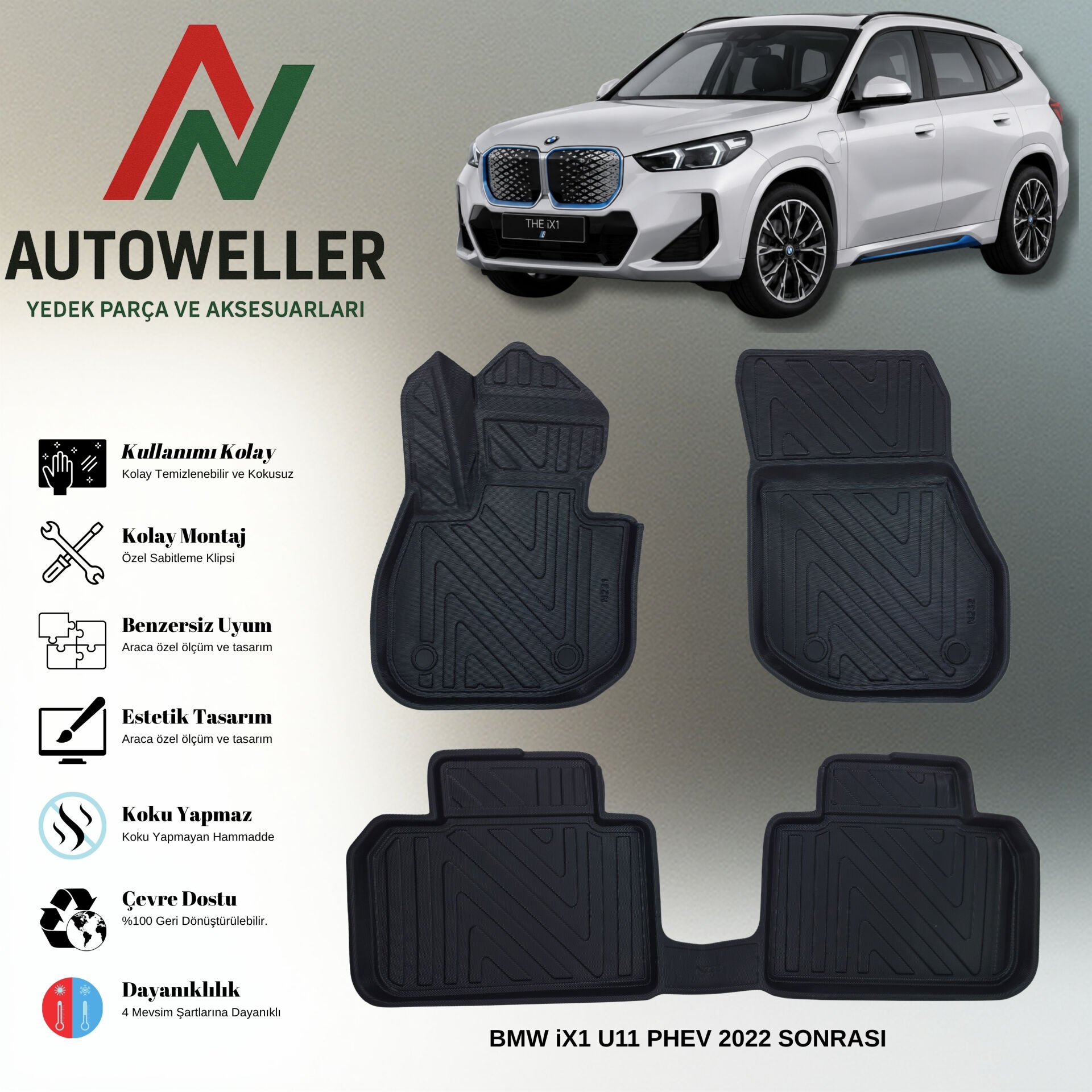 Bmw iX1 2024 Sonrası Havuzlu Paspas