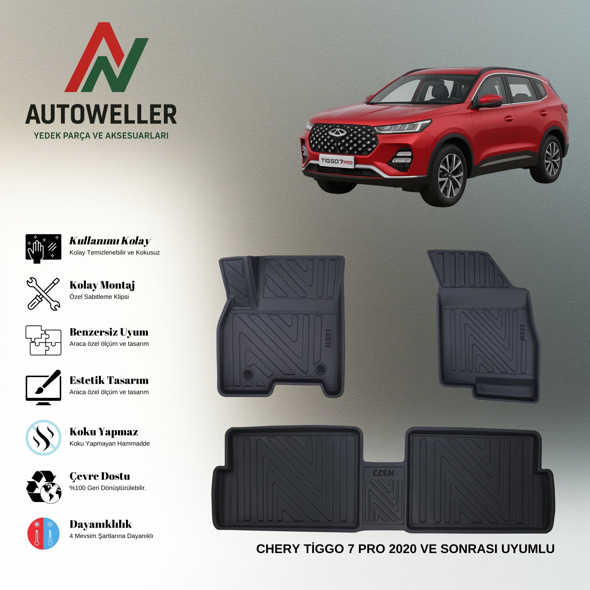 Chery Tiggo 7 Pro 2020 Sonrası Havuzlu Paspas