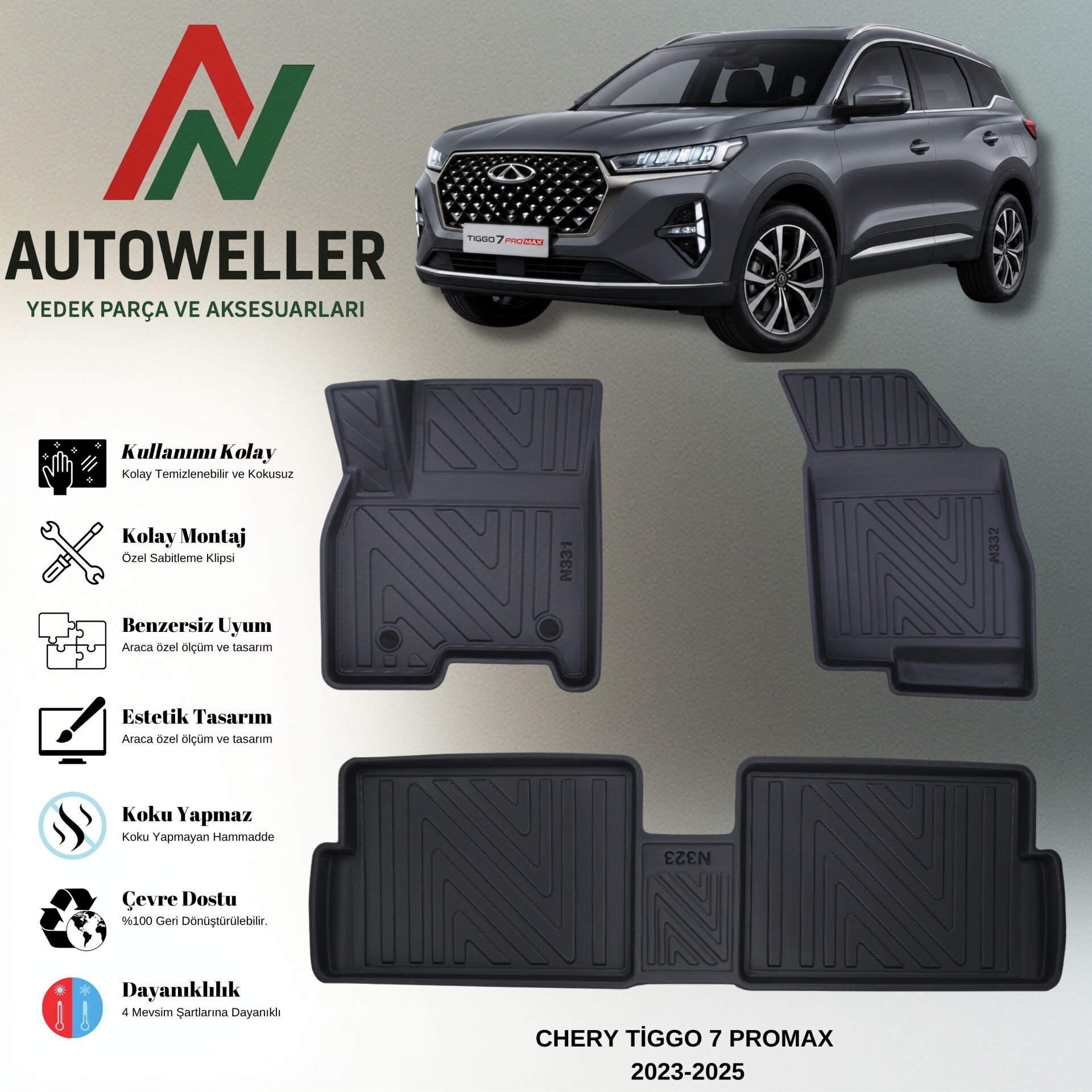 Chery Tiggo 7 Pro Max 2023 Sonrası Havuzlu Paspas