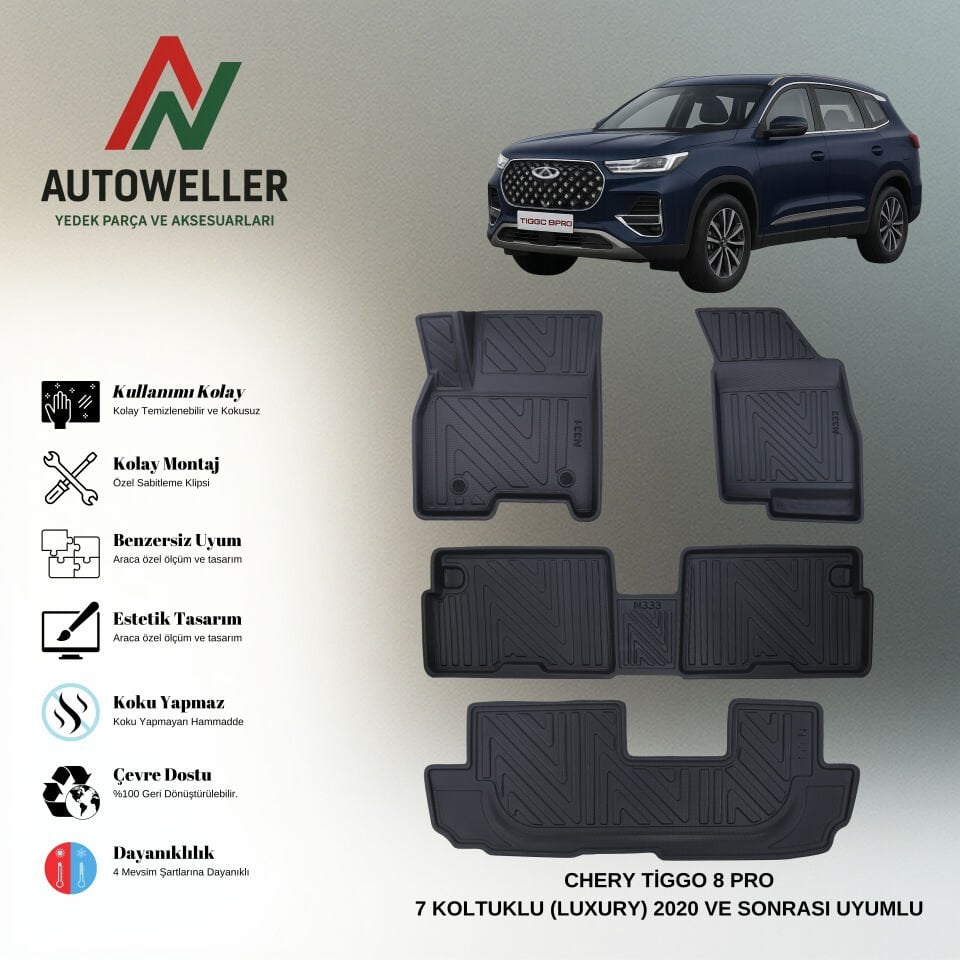 Chery Tiggo 8 Pro 2020 Sonrası 7 Koltuklu Havuzlu Paspas | Luxury