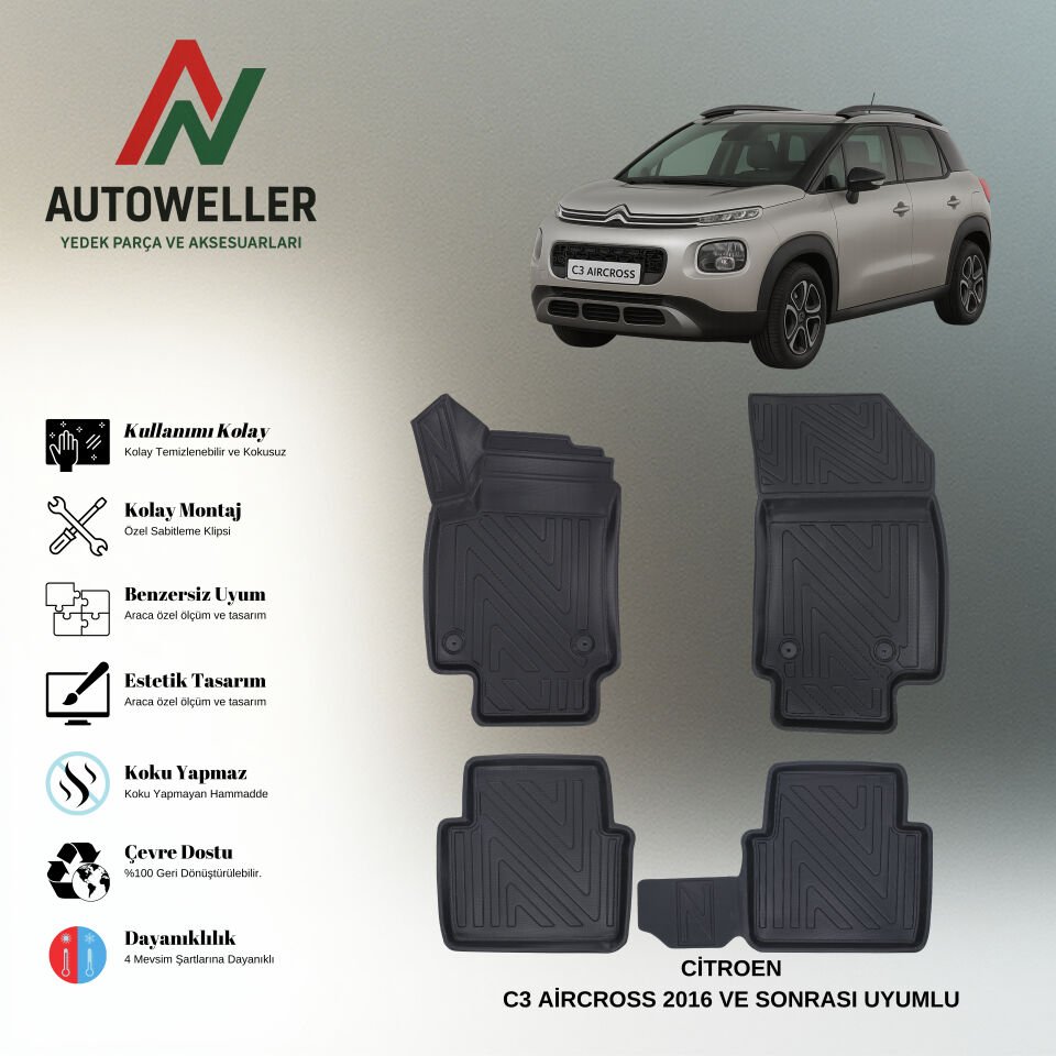 Citröen C3 Aircross 2016-2024 Havuzlu Paspas