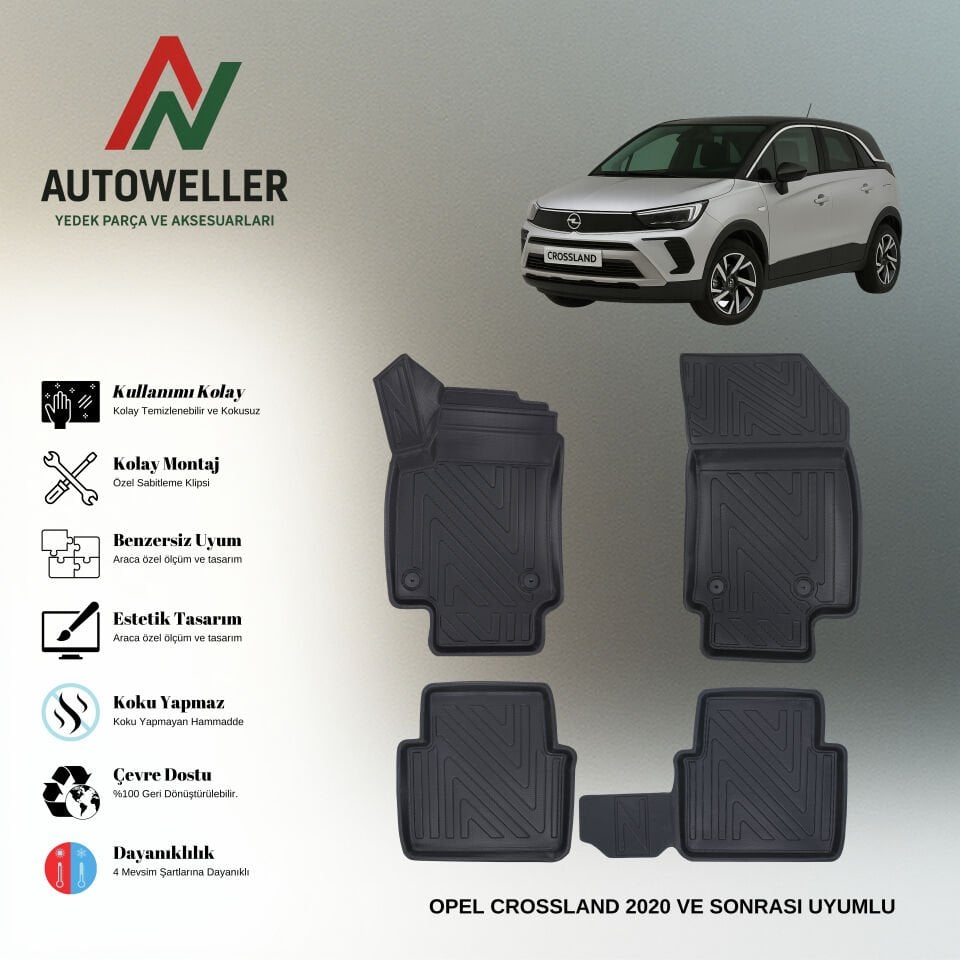 Opel Crossland 2020 Sonrası Havuzlu Paspas