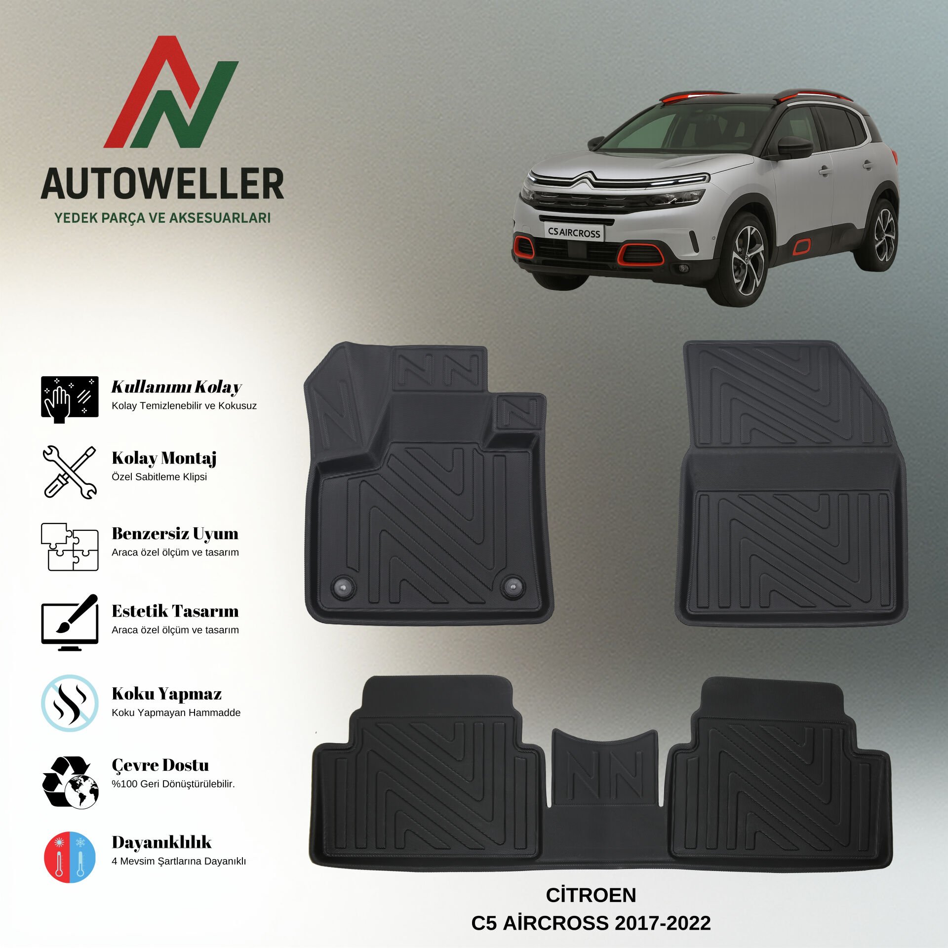 Citröen C5 Aircross 2017-2022 Havuzlu Paspas