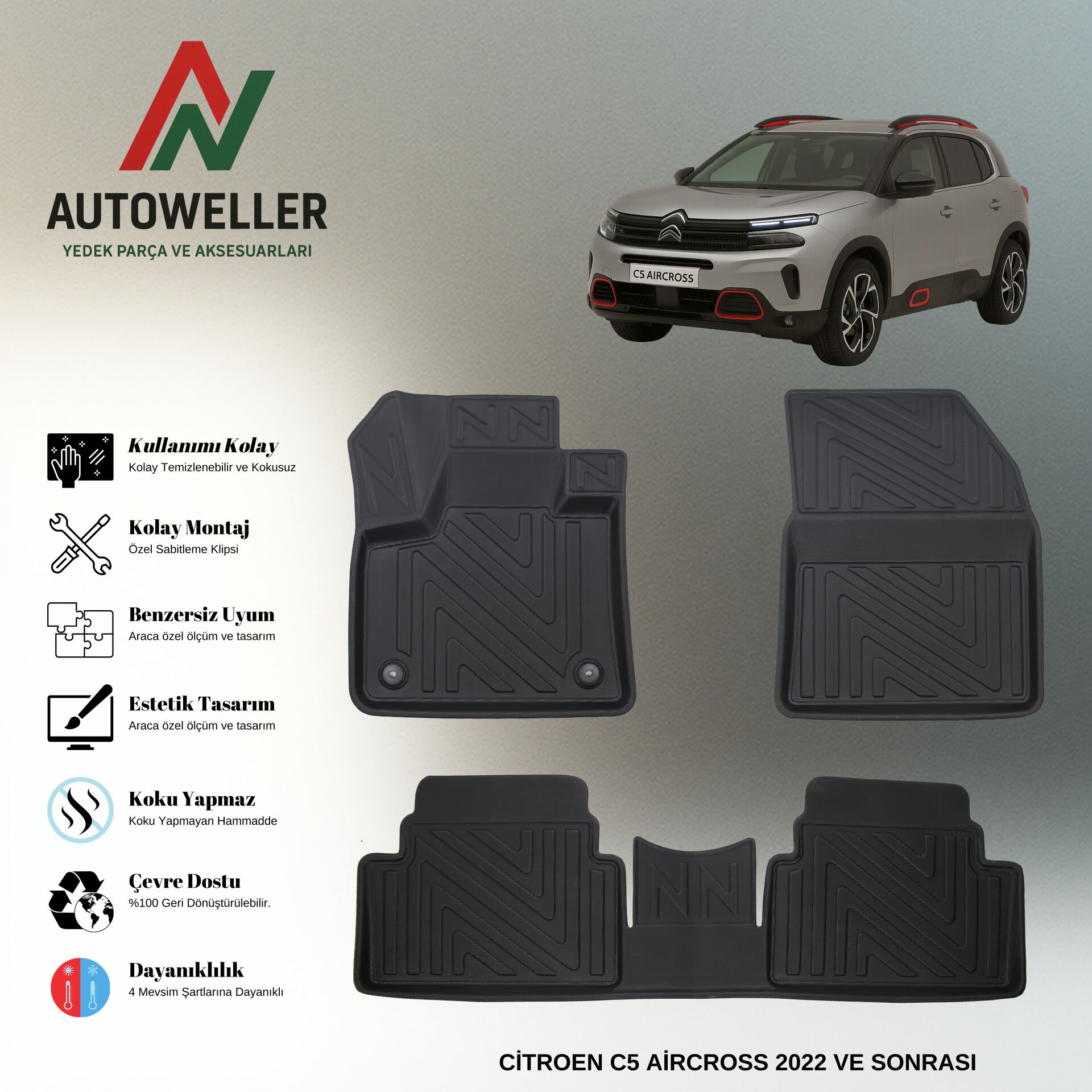 Citröen C5 Aircross 2022 Sonrası Havuzlu Paspas