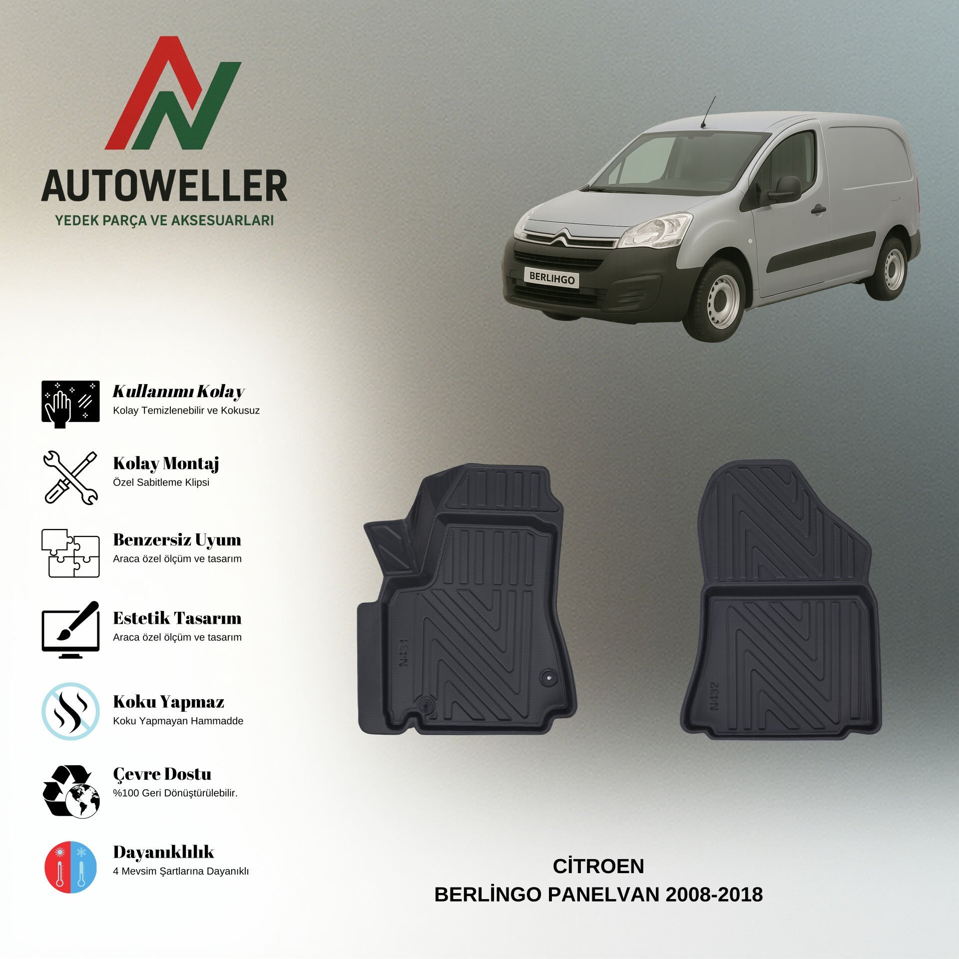 Citröen Berlingo Panelvan 2008-2018 Havuzlu Paspas