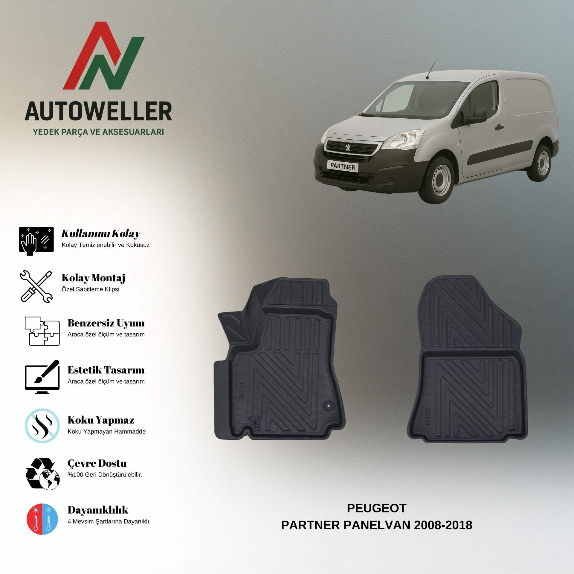 Peugeot Partner 2008-2018 Havuzlu Paspas | Panelvan