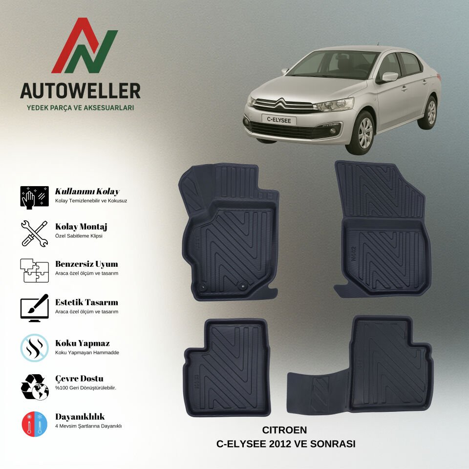 Citröen C-Elysee 2012 Sonrası Havuzlu Paspas