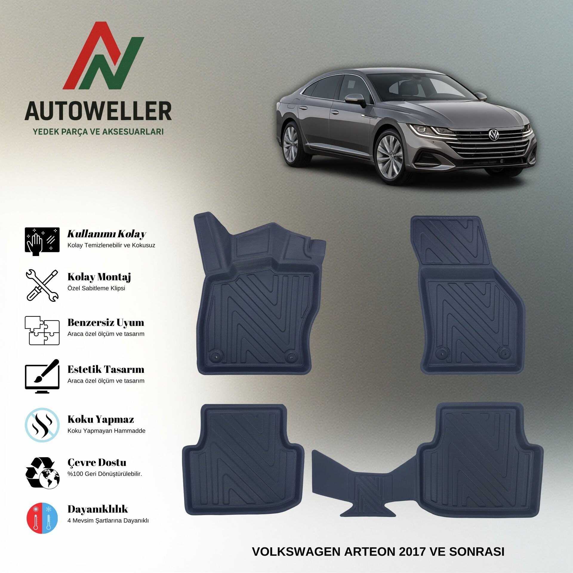 Volkswagen Arteon 2017 Sonrası Havuzlu Paspas