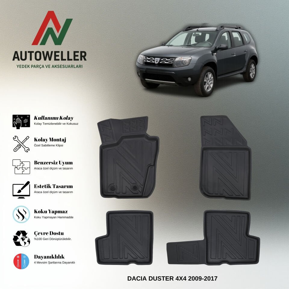 Dacia Duster 2009-2017 Havuzlu Paspas | 4x4
