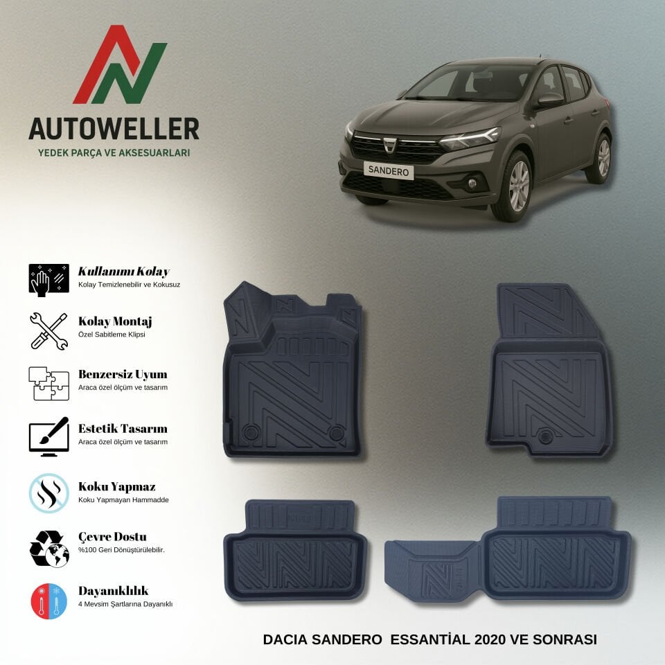 Dacia Sandero 2020 Sonrası Havuzlu Paspas | Essential