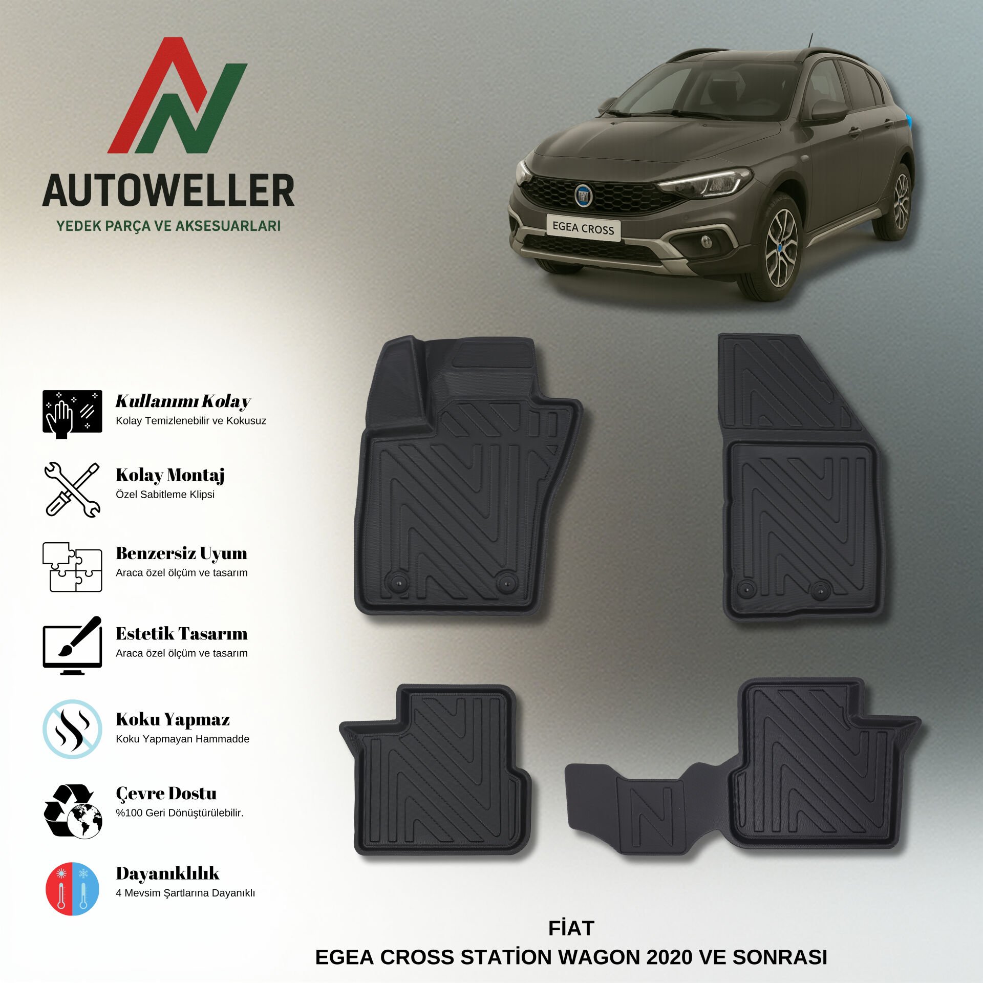 Fiat Egea Cross 2020 Sonrası Havuzlu Paspas | Station Wagon