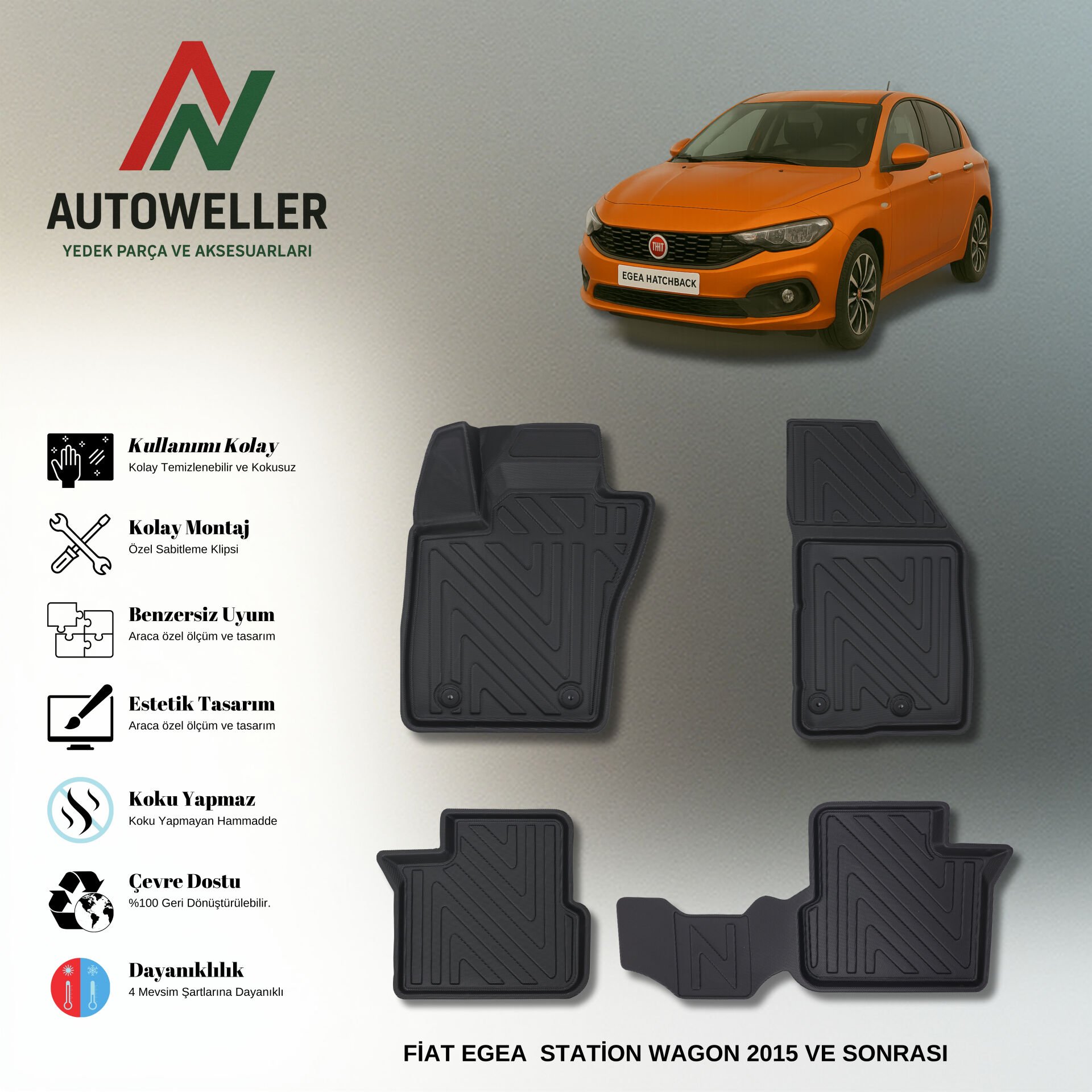 Fiat Egea 2015 Sonrası Havuzlu Paspas | Station Wagon