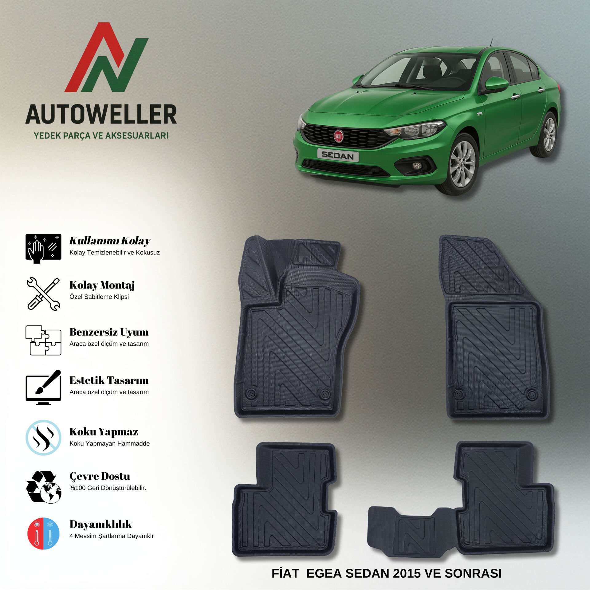 Fiat Egea 2015 Sonrası Havuzlu Paspas | Sedan