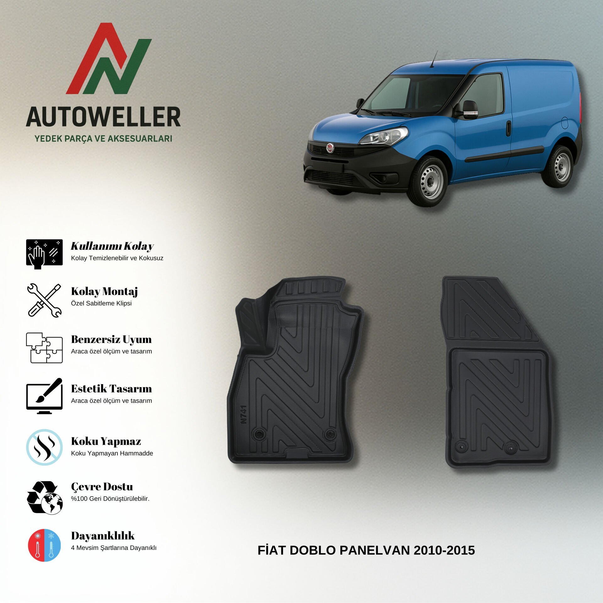 Fiat Doblo 2010-2015 Panelvan Havuzlu Paspas