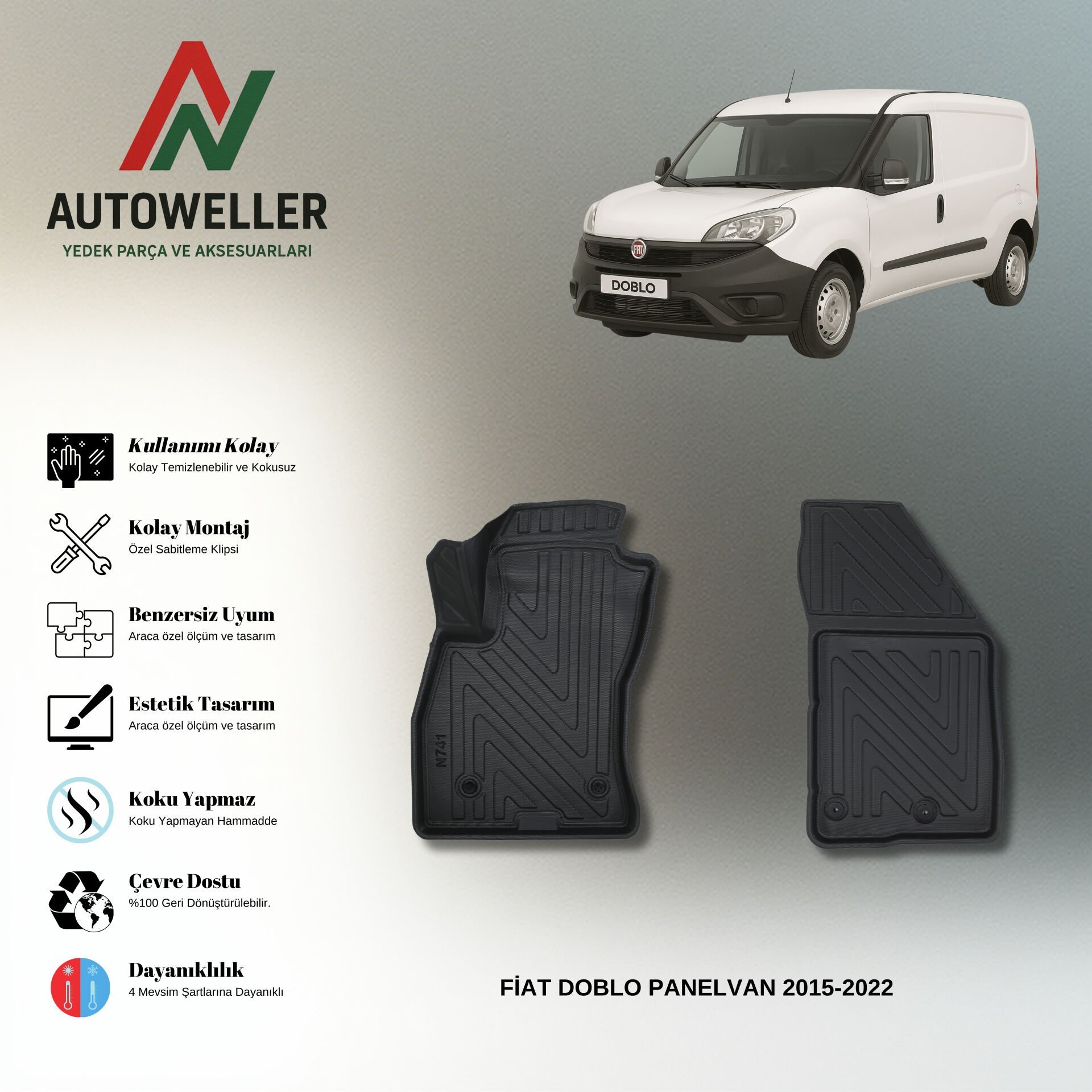 Fiat Doblo 2015-2022 Panelvan Havuzlu Paspas