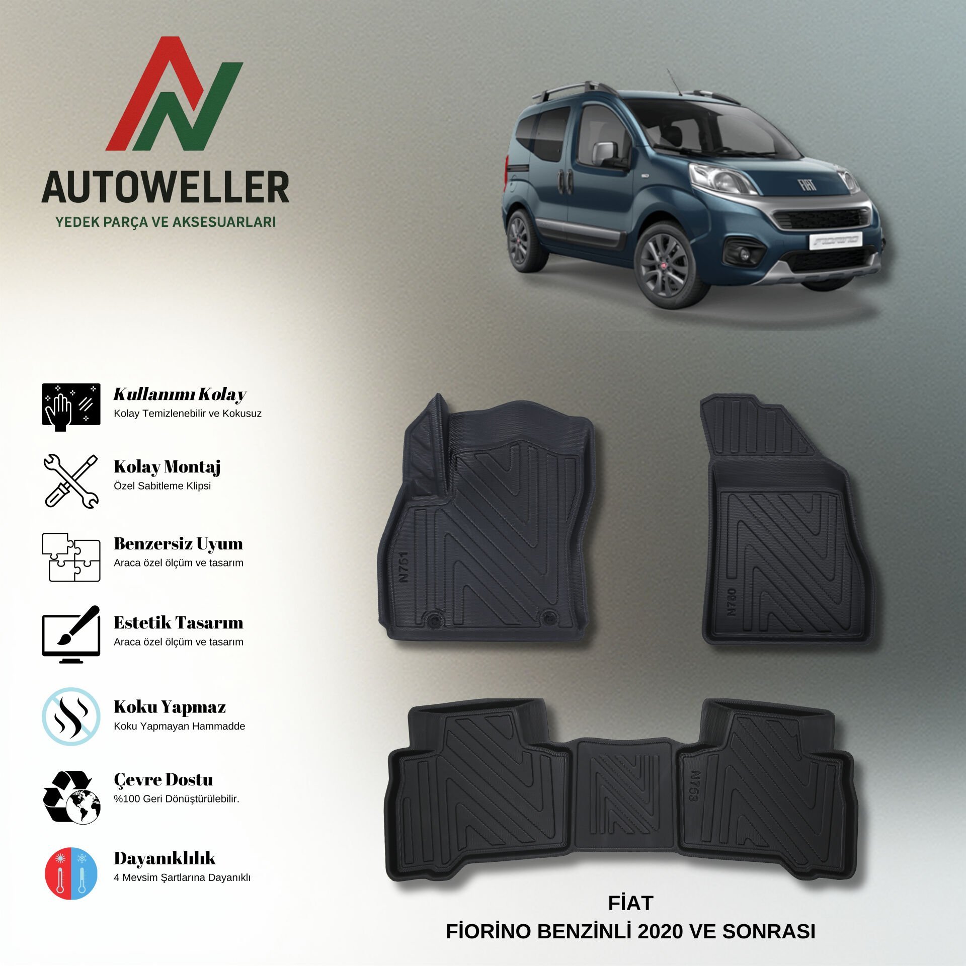 Fiat Fiorino Benzinli 2020 Sonrası Havuzlu Paspas