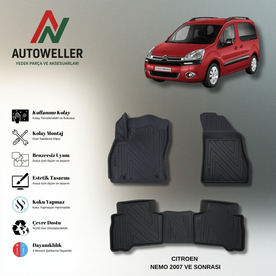Citröen Nemo 2007 Sonrası Havuzlu Paspas