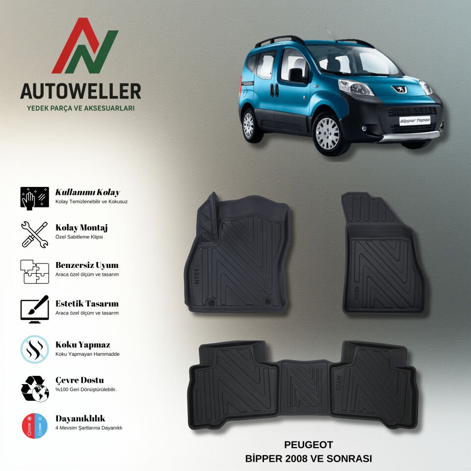 Peugeot Bipper 2008 Sonrası Havuzlu Paspas